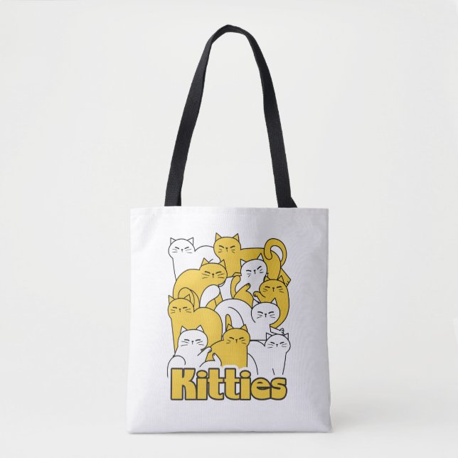 Tote Bag Chubby Kitties Design - Cat Art adorable (Devant)