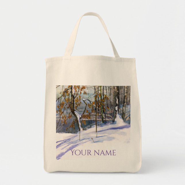 Tote Bag Chute de neige aquarelle peinture (Devant)