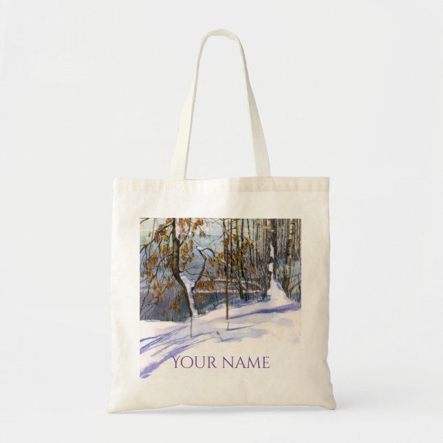 Tote Bag Chute de neige aquarelle peinture (Devant)