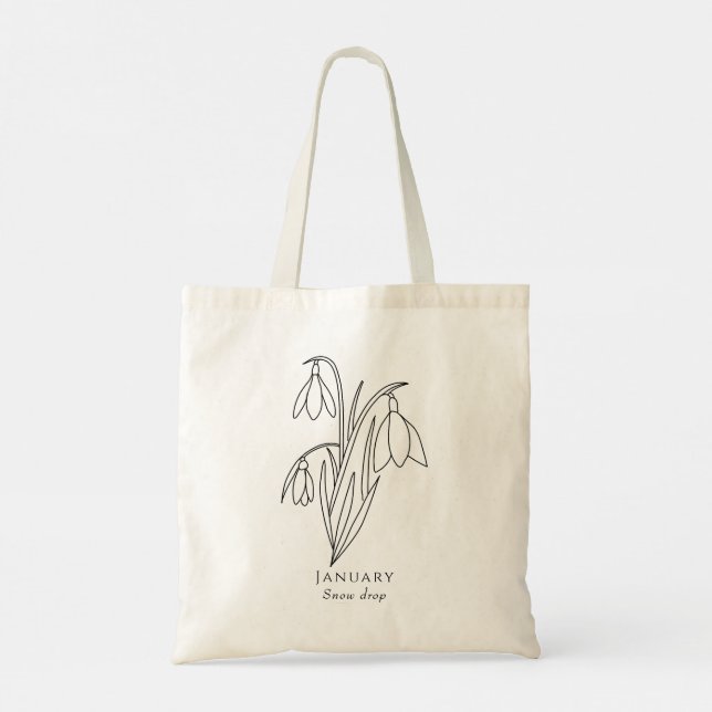 Tote Bag Chute de neige - Janvier fleur du mois de naissanc (Dos)