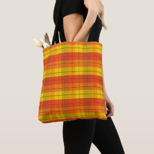TOTE BAG CHUTE ROUGE CLAIR ORANGE JAUNE CHUTE PLAID MOTIFS