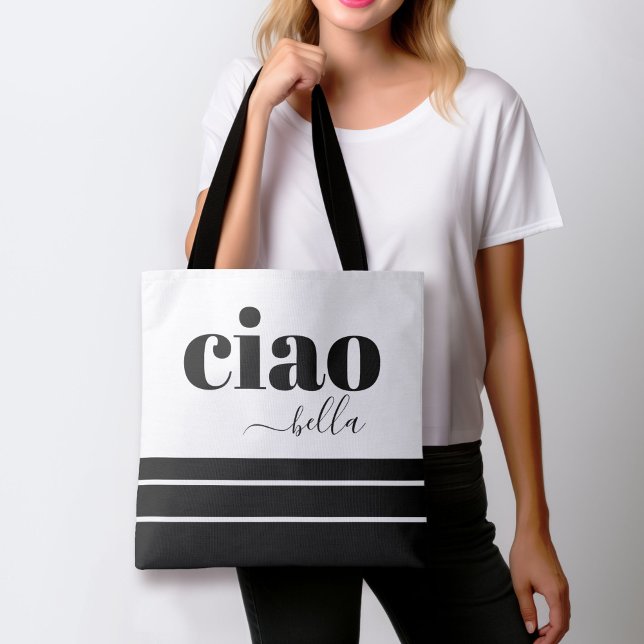 Tote Bag Ciao Bella Bonjour Belle Typographie Moderne (Créateur téléchargé)