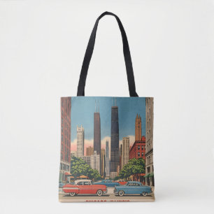 Tote Bag Ciel de la ville de Chicago Illinois vintage Voyag