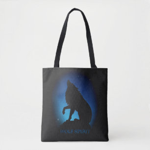 Tote Bag Ciel de loup hurler silhouette aérographe nuit cie