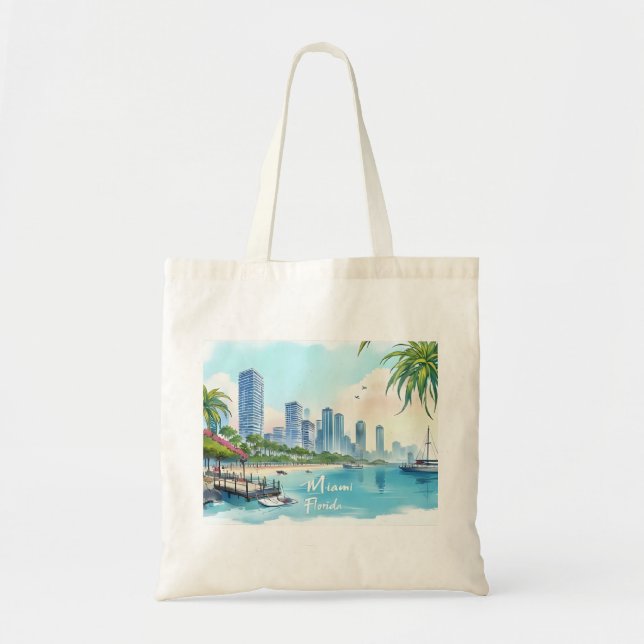Tote Bag Ciel de Miami City Floride (Devant)