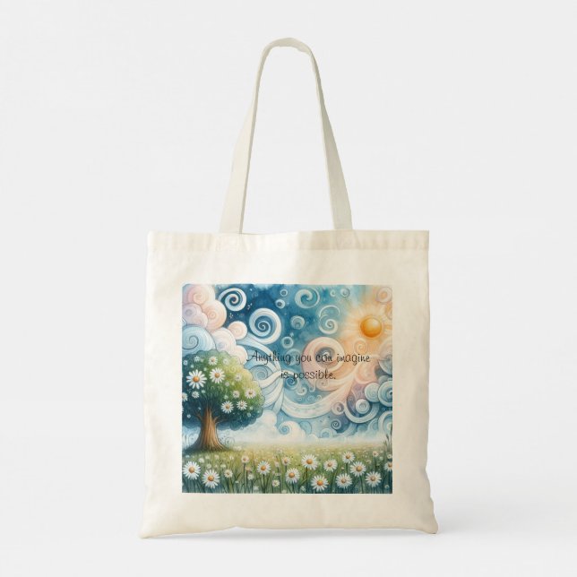 Tote Bag Ciel tourbillonnant / Marguerites & Citation (Dos)