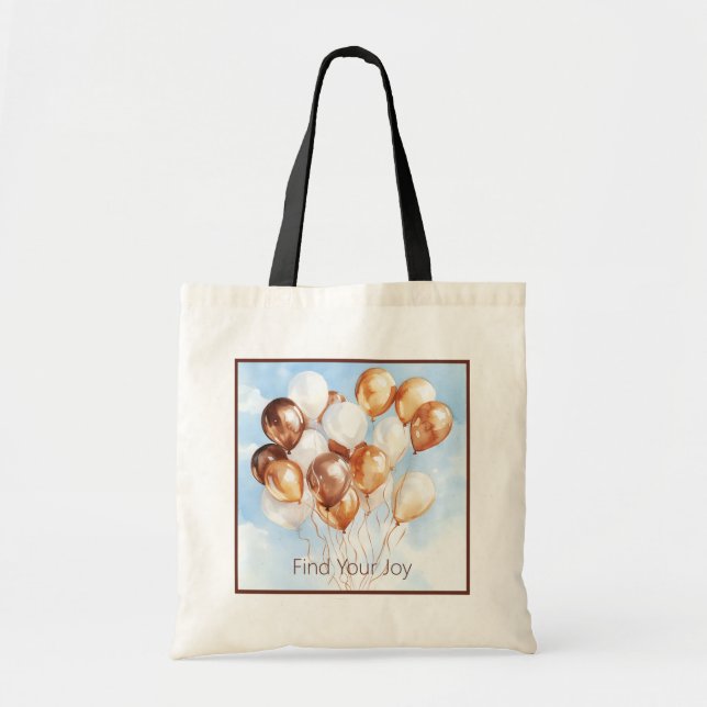 Tote Bag Cieux Bleus Ballons Blancs Or (Devant)