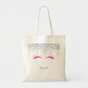 Tote Bag Cils Faux Chic Élégant, Diamants Argentés