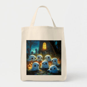 Tote Bag Cimetière de nuit éffrayante mignonne Fantôme d'Ha