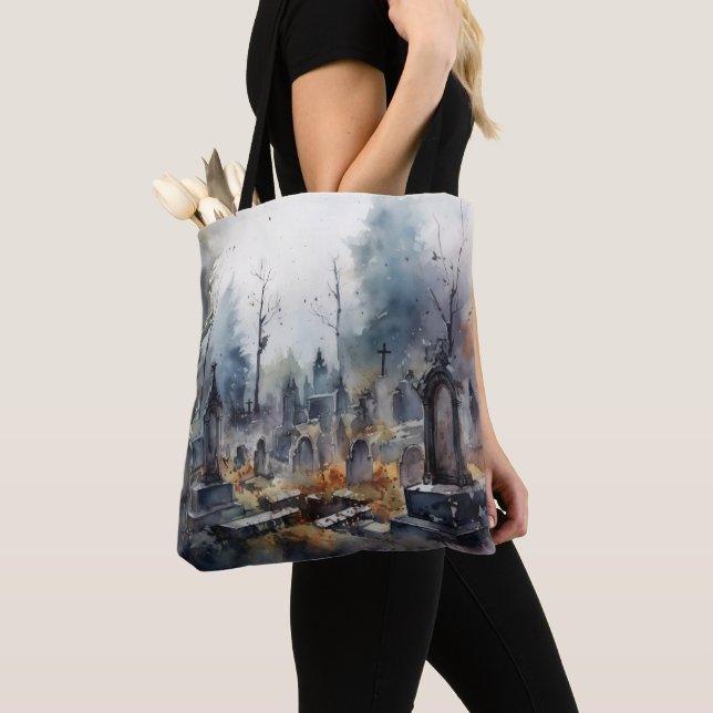 Tote Bag Cimetière déplaisant Graveyard Graves Croisés Hall (De près)