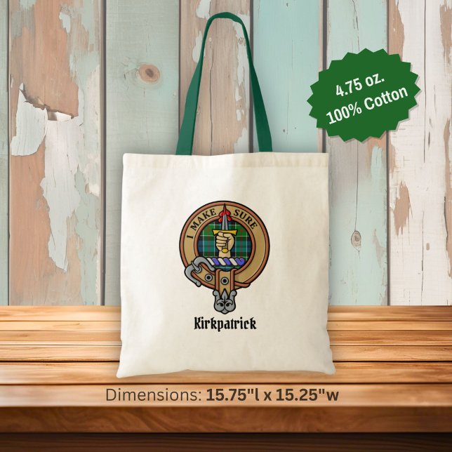 Tote Bag Cimier du clan Kirkpatrick sur tartan (Créateur téléchargé)