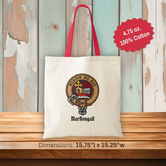 Tote Bag Cimier du clan MacDougall sur tartan (Créateur téléchargé)