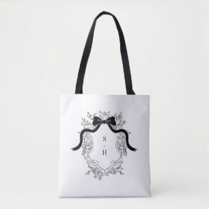 Tote Bag Cimier victorien Bow Français Monogramme Mariage F