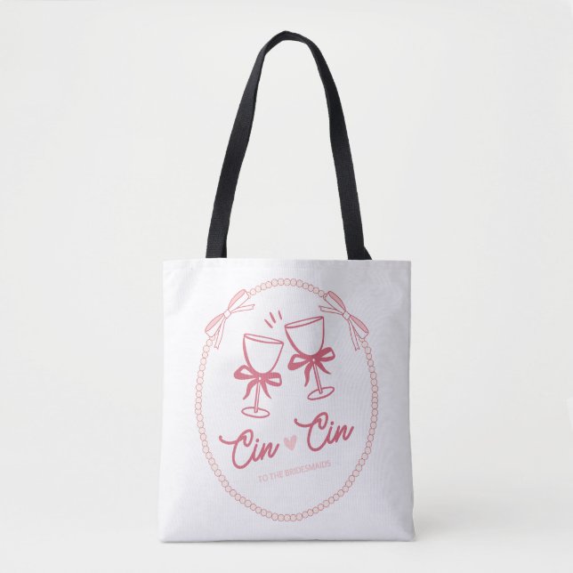 Tote Bag Cin Cin à la mariée Design | Champagne perlé (Devant)