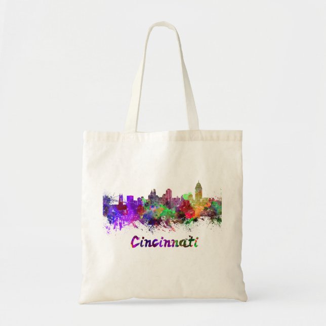 Tote Bag Cincinnati vu du ciel en aquarelle (Devant)