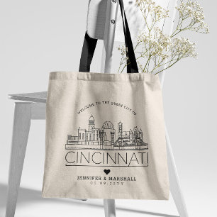 Tote Bag Cincinnati Wedding   Stylized Skyline