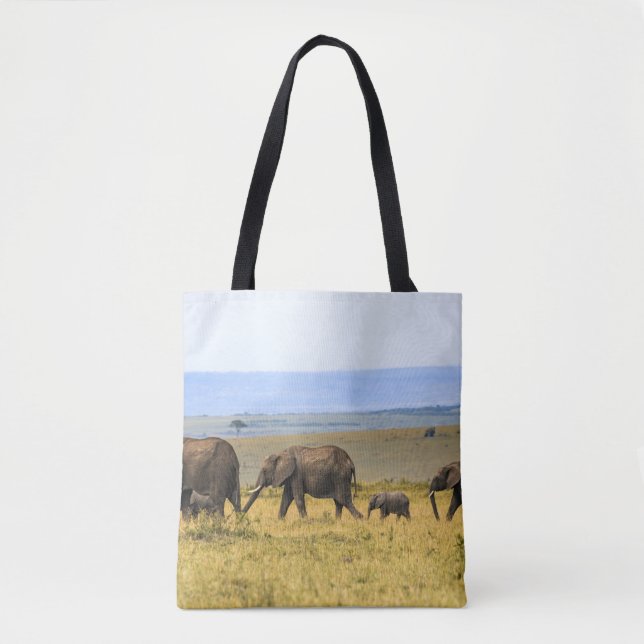 TOTE BAG CINQ ÉLÉPHANTS EN GRAS BROWN (Devant)