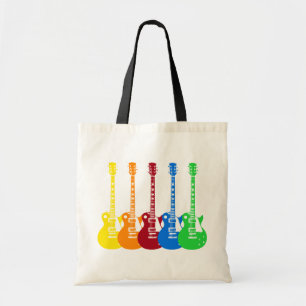 Tote Bag Cinq guitares électriques colorées