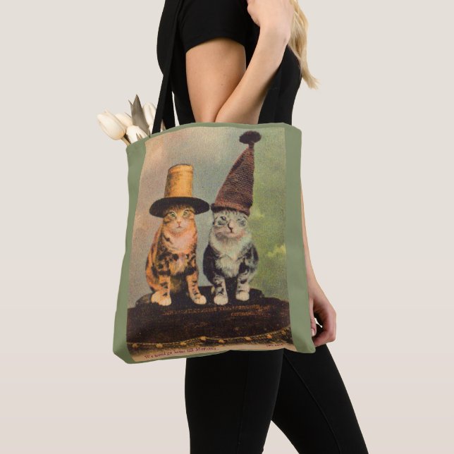 Tote Bag circa 1900 chats en RPPC casquette (De près)
