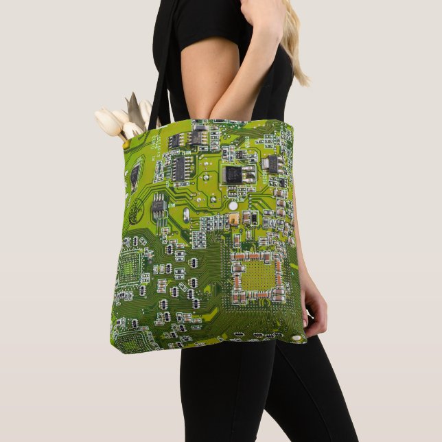 Tote Bag Circuit imprimé circuit imprimé circuit vert circu (De près)