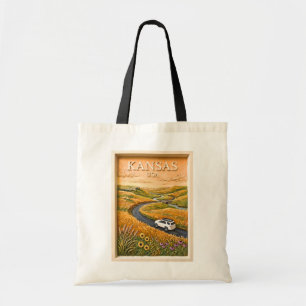Tote Bag Circuit routier vintage dans la prairie du Kansas,
