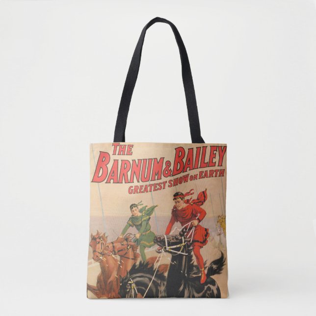 Tote Bag Cirque Avec Des Hommes À Cheval. (Devant)