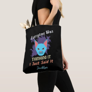 Tote Bag Citation amusante d'Humour drôle Juste penser Pers