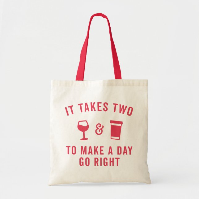 Tote Bag Citation amusante du vin et du café (Devant)