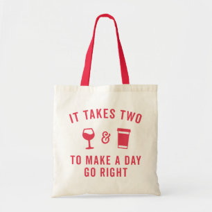 Tote Bag Citation amusante pour le vin et le café