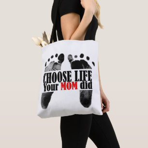 Tote Bag Citation anti-avortement avec empreintes de pieds