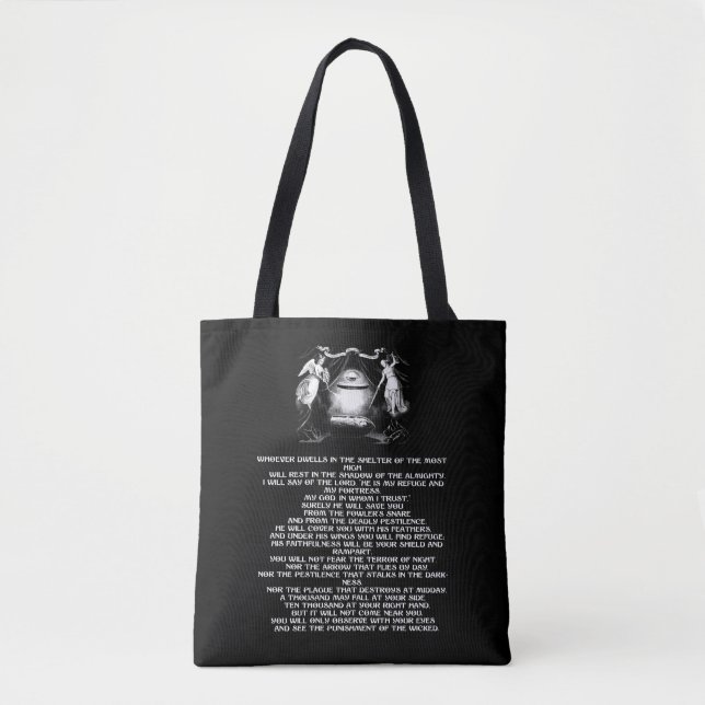 Tote Bag citation biblique psaume 91 anges Art religieux (Devant)