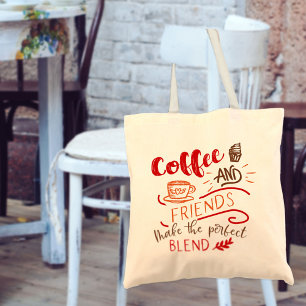 Tote Bag Citation Café et Amis pour Amateur de Café