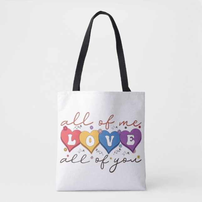 Tote Bag Citation d'amour de cœur coloré (Devant)