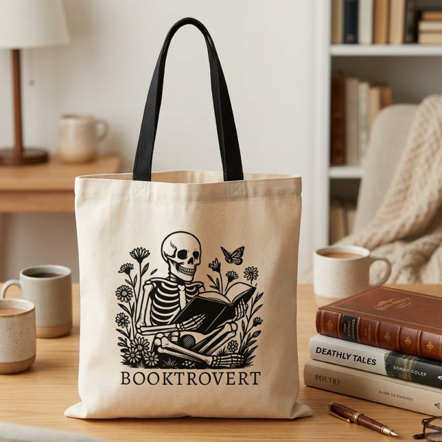 Tote Bag Citation de Booktrovert pour squelette de lecture  (Créateur téléchargé)
