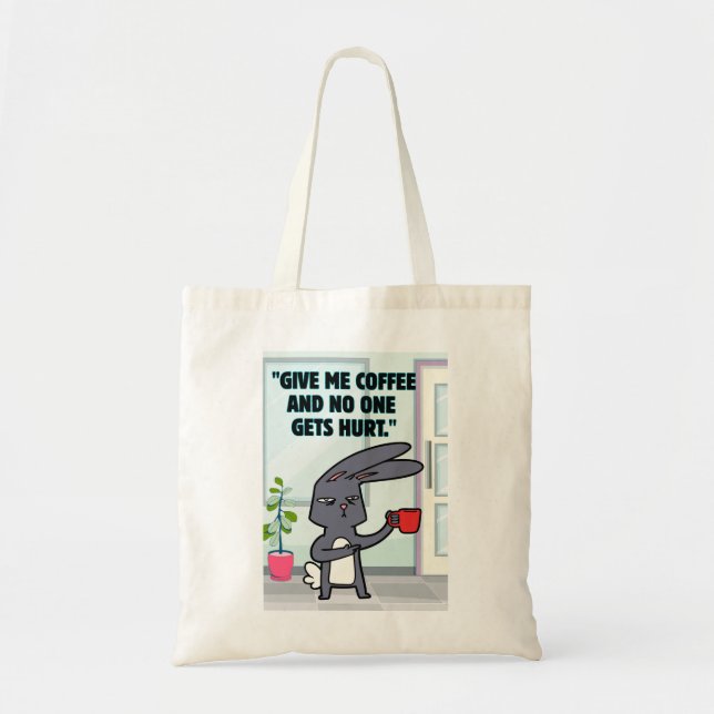 Tote Bag citation de café lapin (Devant)