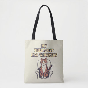 Tote Bag Citation De Chat Cute "Mon Thérapiste A Des Whiske