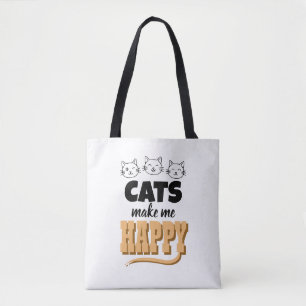 Tote Bag Citation de chat mignon Typographie Amateur de cha