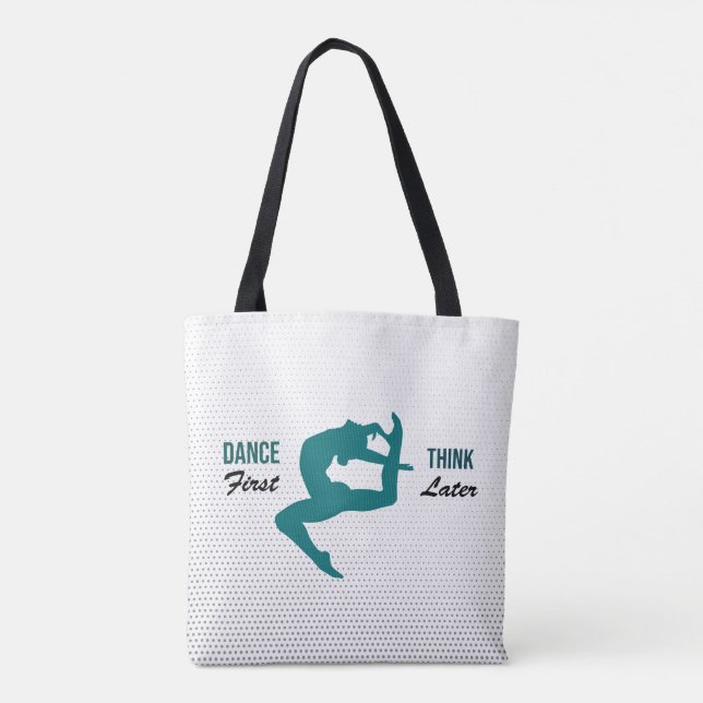 Tote Bag Citation de danse moderne blanche, noire et Turquo (Dos)
