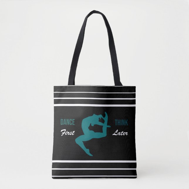Tote Bag Citation de danse moderne noire, blanche et Turquo (Devant)