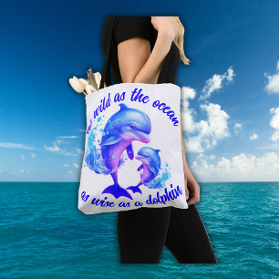 Tote Bag Citation de dauphins d'aquarelle