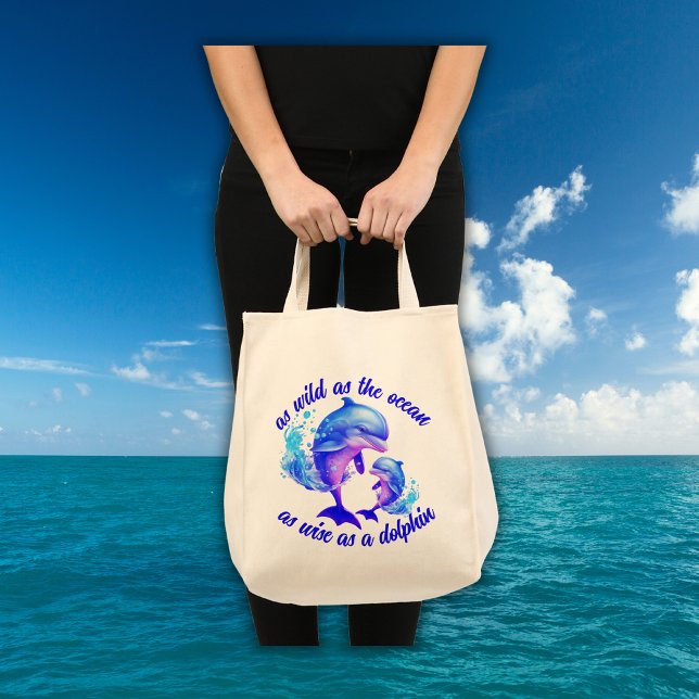 Tote Bag Citation de dauphins d'aquarelle | (Créateur téléchargé)