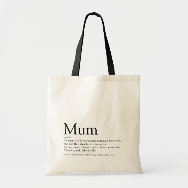 Tote Bag Citation de définition de la meilleure maman au mo (Devant)
