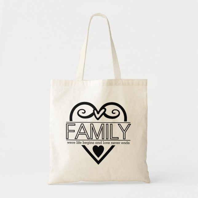 Tote Bag Citation de famille - "Où commence la vie et n'aim (Devant)