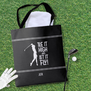 Tote Bag Citation de golf drôle Moderne Noir Blanc 