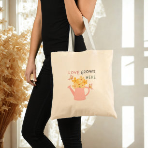 Tote Bag Citation de jardin floral 'L'amour grandit ici'
