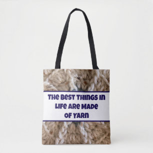 Tote Bag Citation de laine artisanale au crochet beige Desi