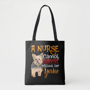Tote Bag Citation de l'infirmière adorante de Cute Yorkie p