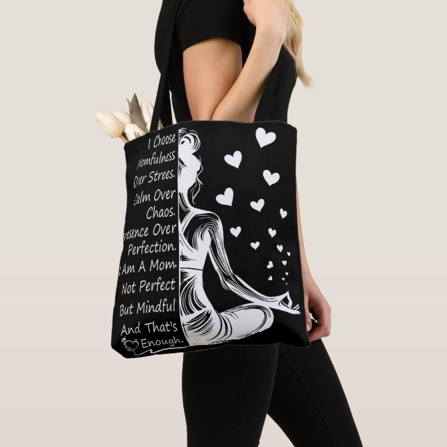 Tote Bag Citation de maman pleine conscience sur le stress (De près)