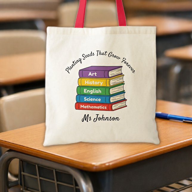Tote Bag Citation de nom d'enseignant Retour aux livres sco (Créateur téléchargé)