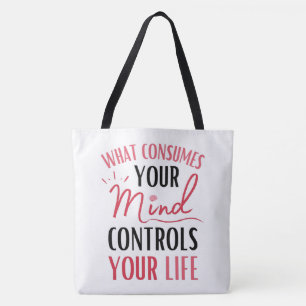 Tote Bag Citation de pensée positive inspirationnelle rouge